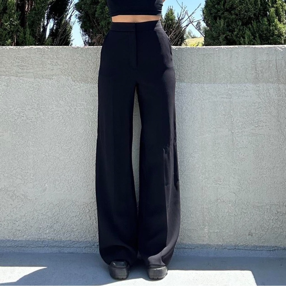 Topshop Black Wide-Leg Pants High-Waisted